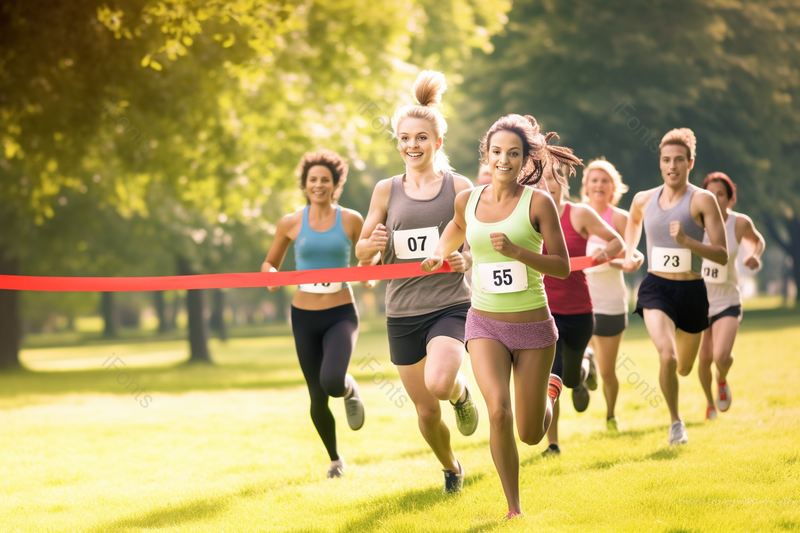 快乐的青年女孩赢得跑步比赛实拍照片,高清,摄影图,摄影图片,图片大全,摄影图免费下载